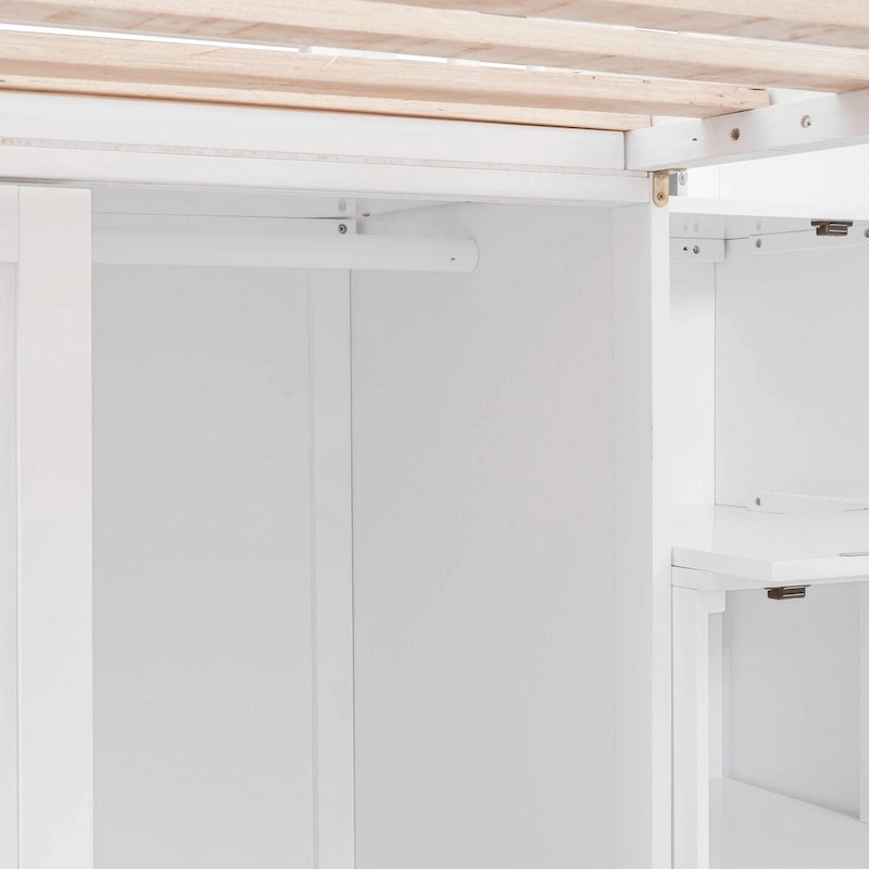 Double Twin Loft Beds with Wardrobes and Staircase