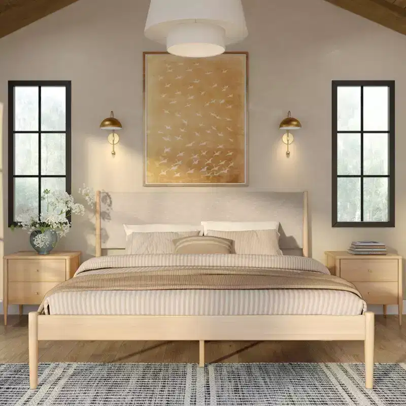 Harbor King Bed with Upholstered Headboard