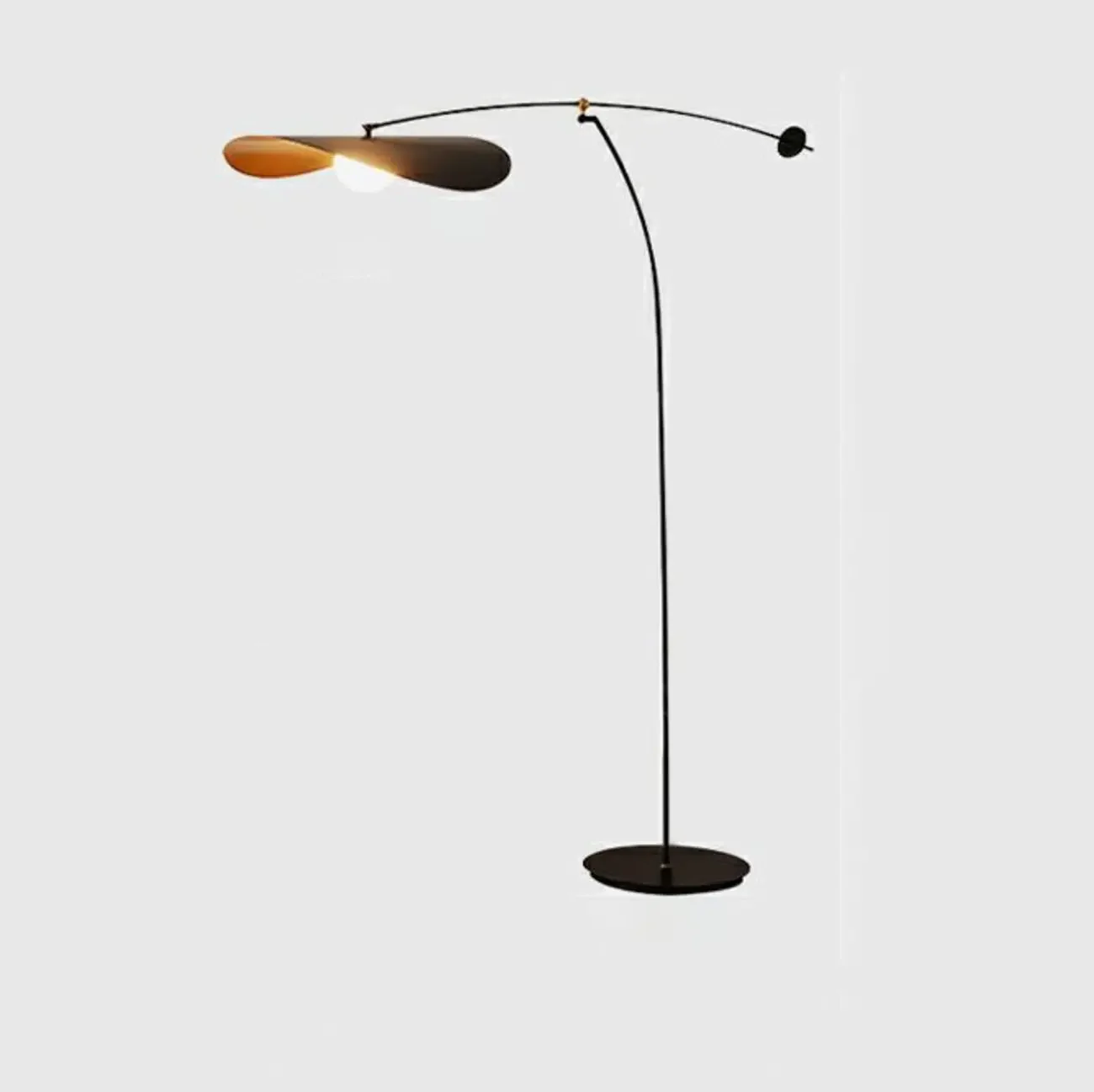 63 Modern Black Gold Metal Arc Floor Lamp with Balance Arm