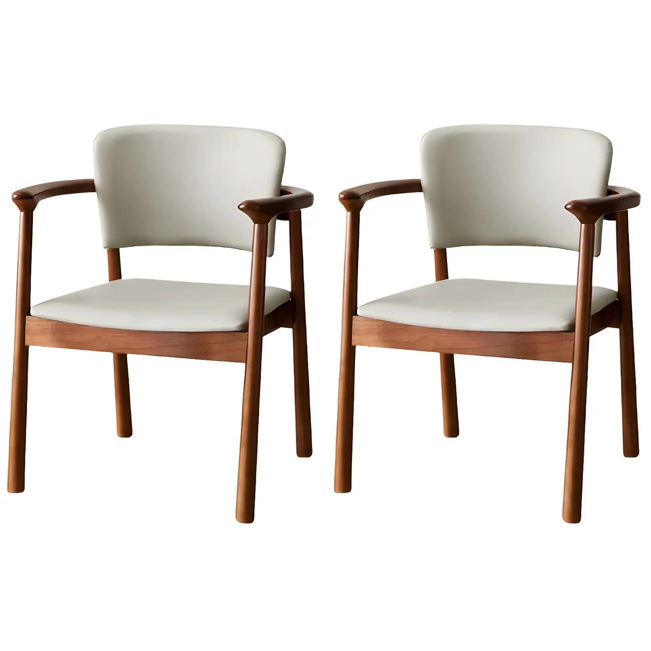 Modern Upholstered Rubberwood Arm Dining Chair Set of 2
