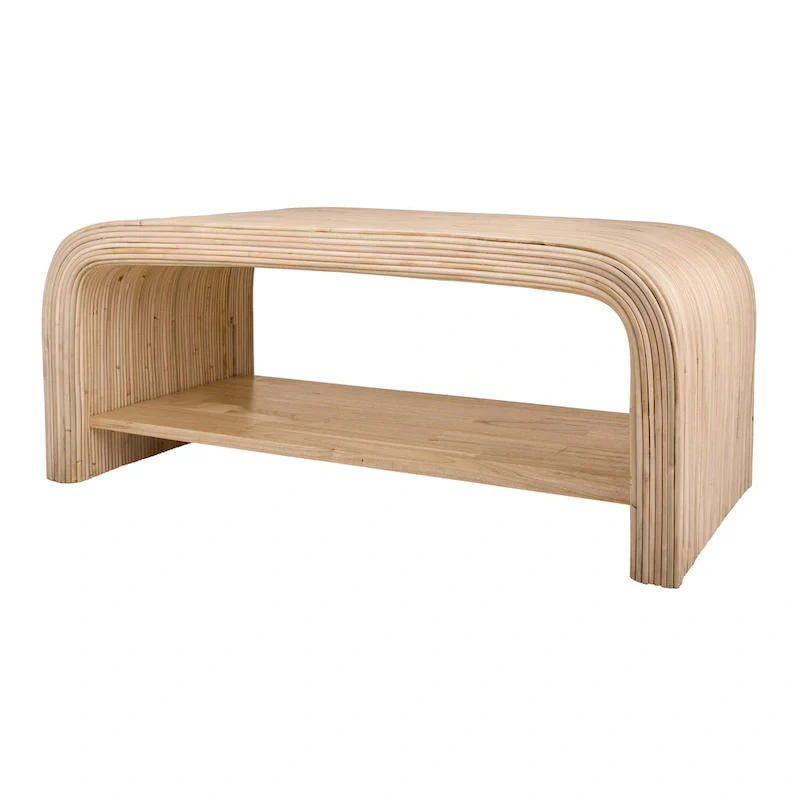 Rattan Coffee Table & Side/End Table – Boho Style, Natural Woven Texture