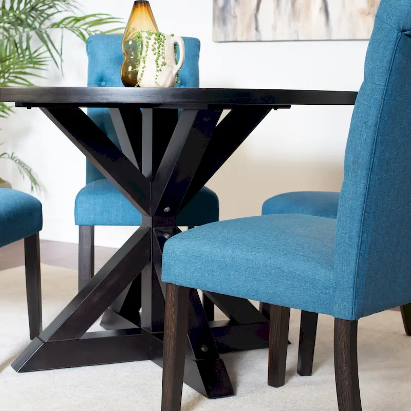 Roundhill Furniture Nylander 5-piece Dining Set, Cross-Buck Dining Table with 4 Stylish Chairs