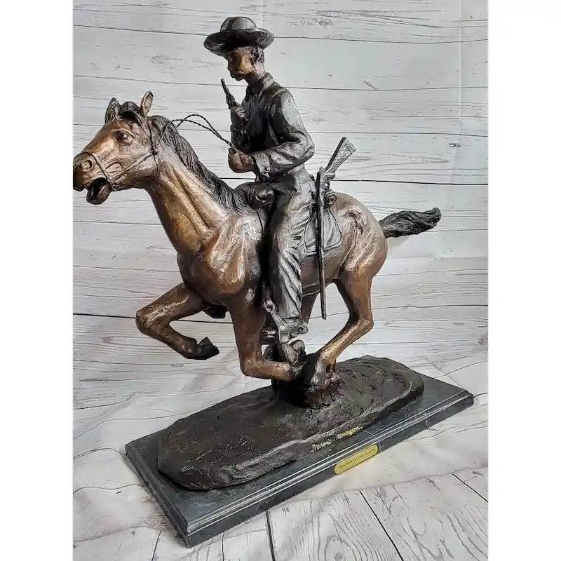 Trooper Of The Plains Frederic Remington Bronze Western Art Sculpture 22 Inches X 21 Inches