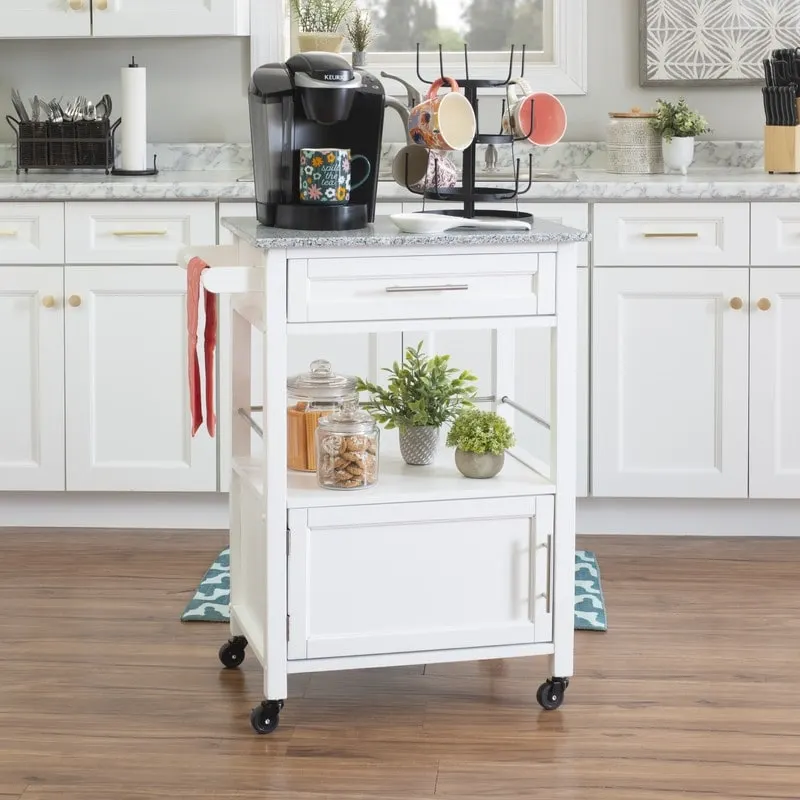 Mobile Kitchen Cart with Granite Top