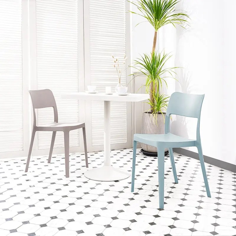 La Vie Resin Stackable All Weather Armless Chair, Set of 2