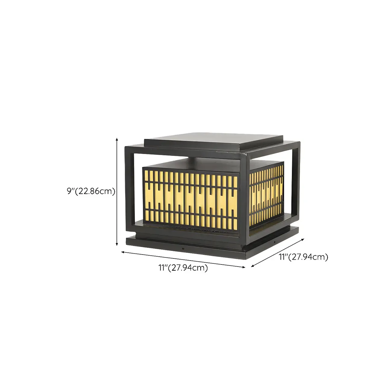 Black Metal Rectangle Lantern Design Post Cap Light