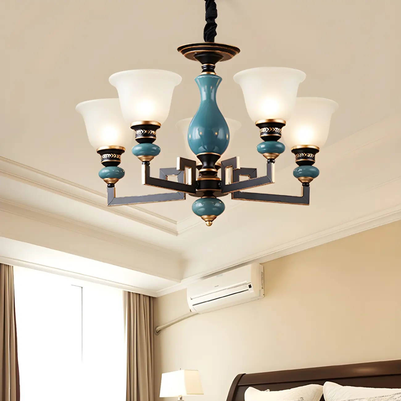 Black Ceramic Glass Geometric Chandelier Light