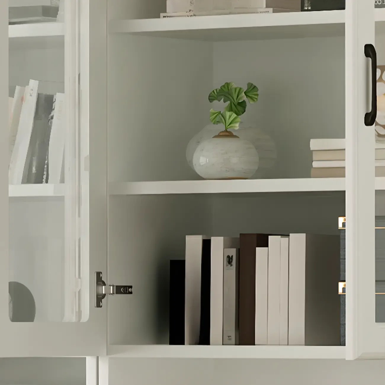 Classic White Vertical Wood Display Bookcase with Cabinet