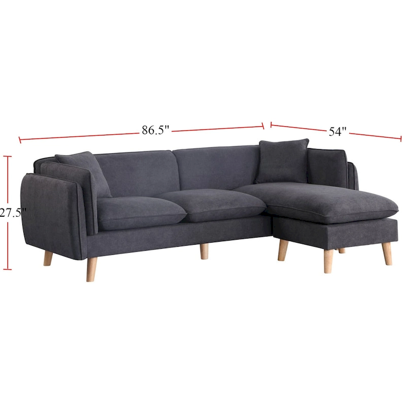 Fabric Sectional Sofa Chaise with Tapered Legs