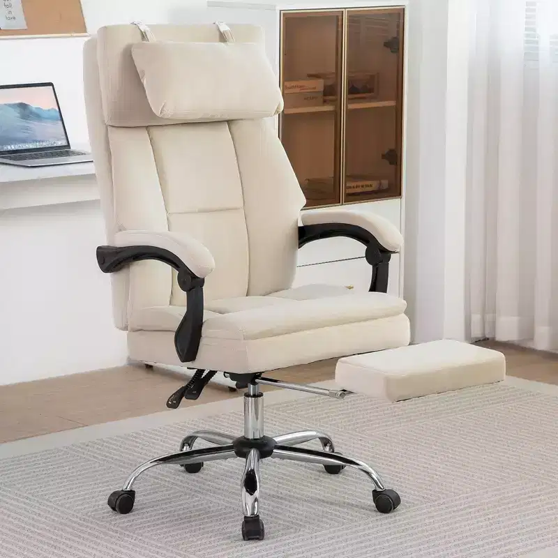TUYOHW Chic 360 Swivel Ergonomics Office Chair with Footrest,Head Pillow,30 Recliner Computer Chair with Adjustable Height,Luxury Boss Chair,Beige
