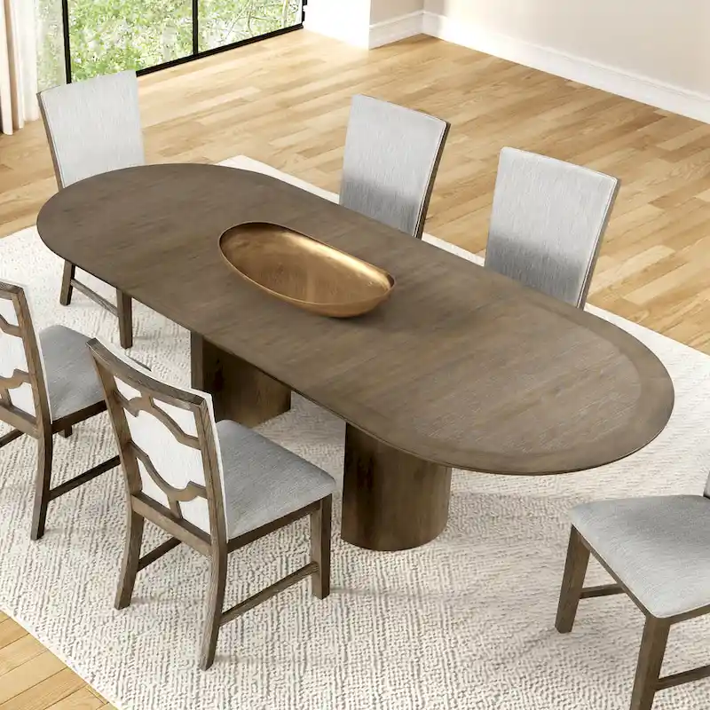Modern Farmhouse Oak 102-inch Wood Extendable Dining Table