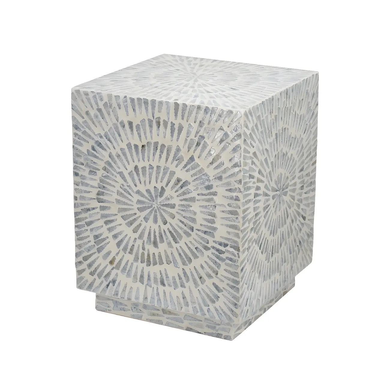 Tropical Mosaic Wooden Round Side Table