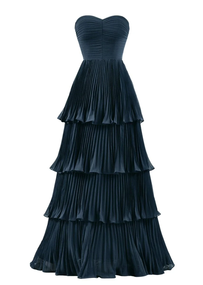 Strapless Emerald Green Ruffle Multi-Layer Long Prom Dress