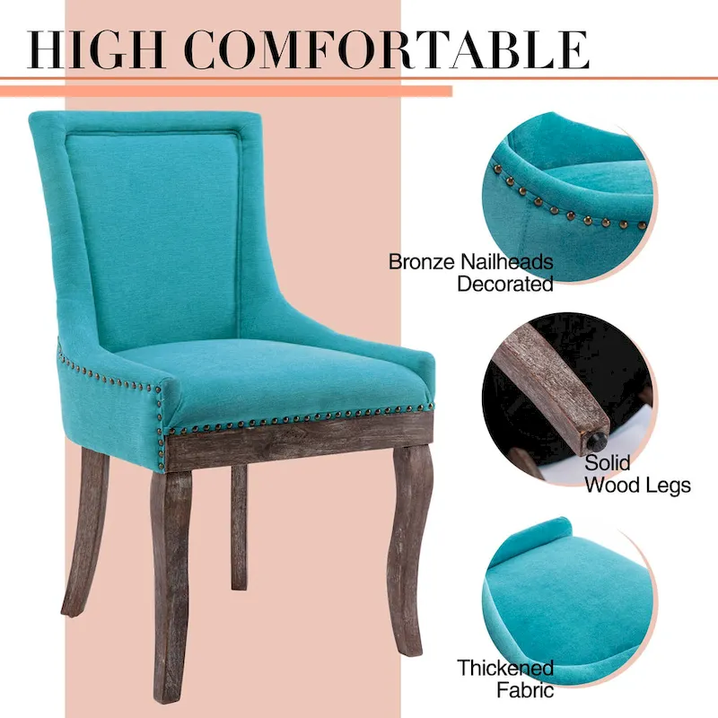 Traditional Tufted Ultra Upholstered Wingback Dining Chair Set of 2