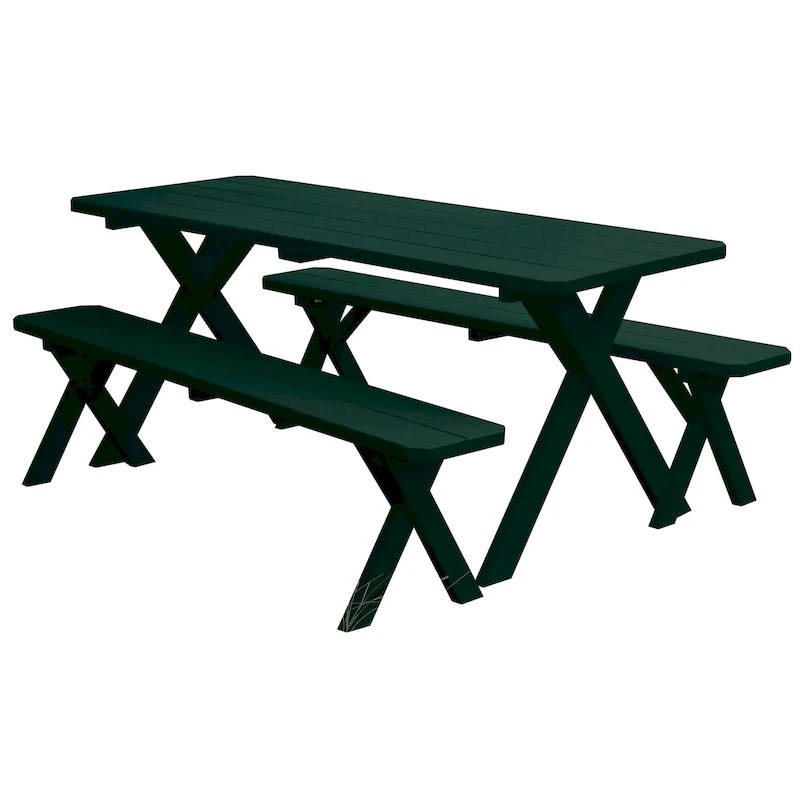 Pine 5' Cross-Leg Picnic Table with 2 Benches