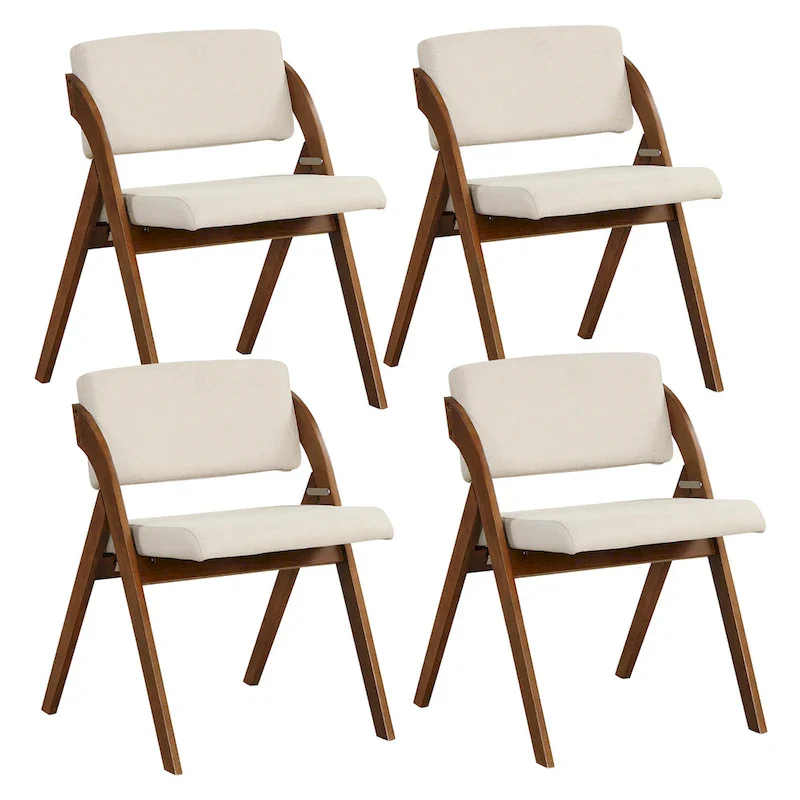 Natural & Beige / Walnut & Beige Folding Dining Chair, Set of 4