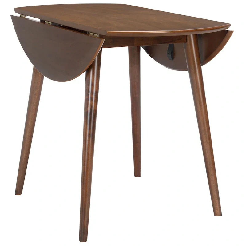 Dark Wood Folding Round Dining Table - Seats 2-4
