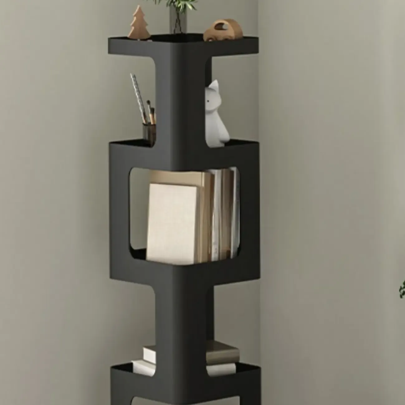Chic Rotatable 4-Tier Vertical Metal Open Back Bookcase
