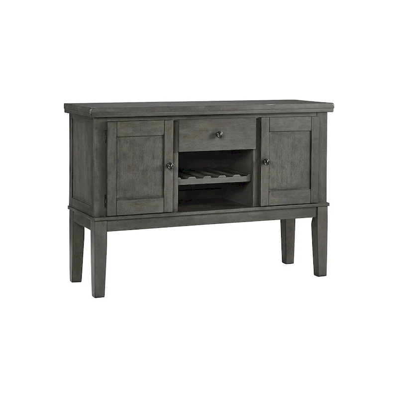 Grey 2-Door Dining Server with Wine Rack & Drawer – 56W x 18D x 39H