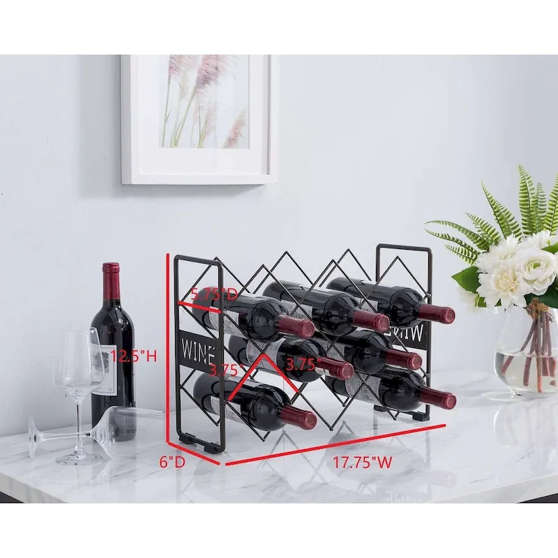 Metal Countertop Wine Storage Rack Bottle Holder, Pewter