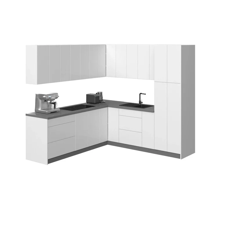 White Gloss Kitchen Set - 8x8ft Base Cabinets