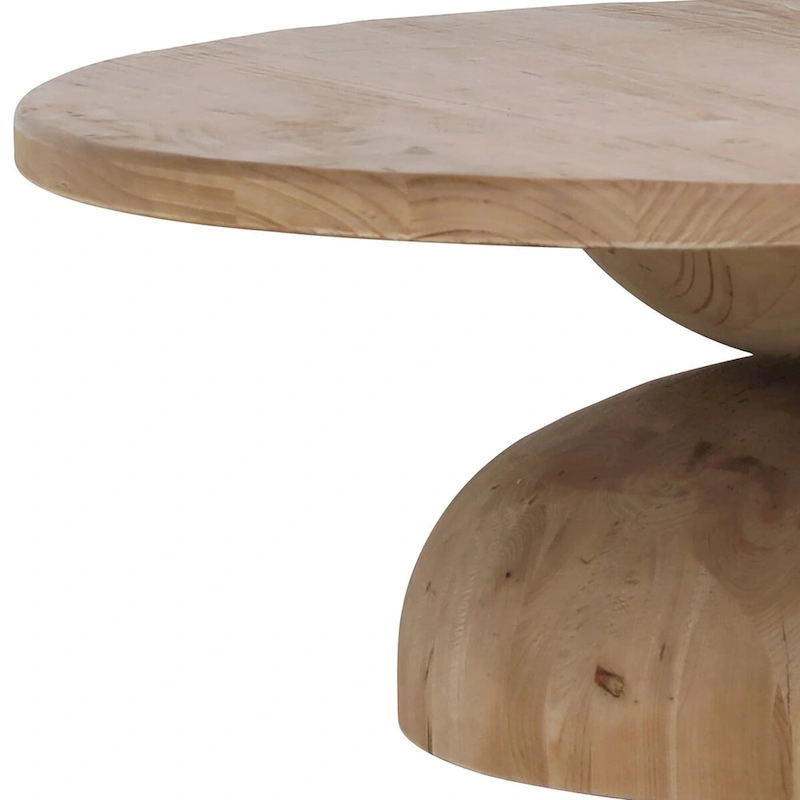 Balak Round Modern Hourglass Coffee Table, Natural Pine