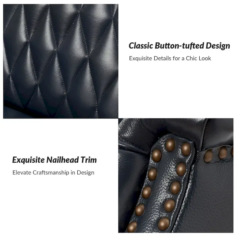 Xaver Traditional Genuine Leather Armchair With Solid Wood Legs by HULALA HOME