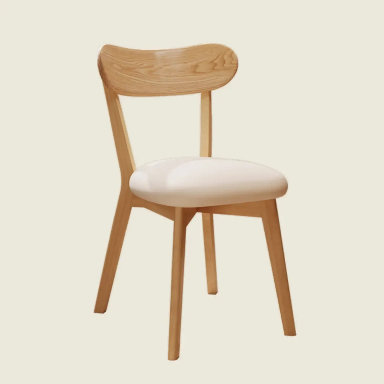 Walnut Wood Mid-Century Modern Upholstered Dining Chair