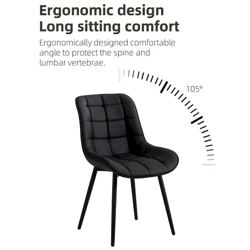 XINMICS Modern Upholstered Faux Leather Dining Chairs Set of 2