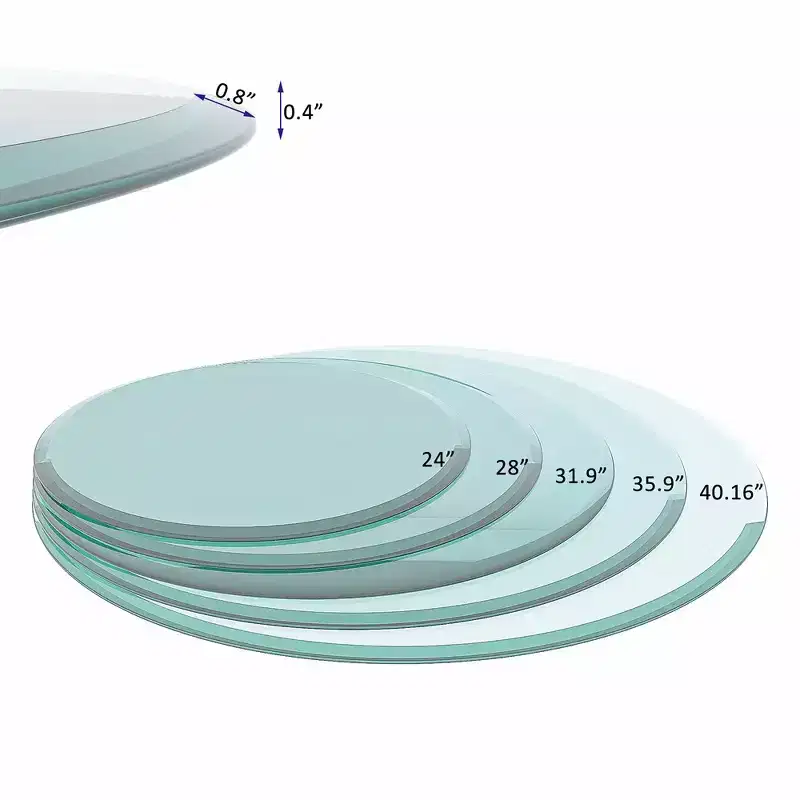 30in Round Glass Table Top, Wear-resistant, Heat-resistant, Corrosion Resistant, 2/5 Inch Thick Beveled Polished Edge Tempered Glass Table Top