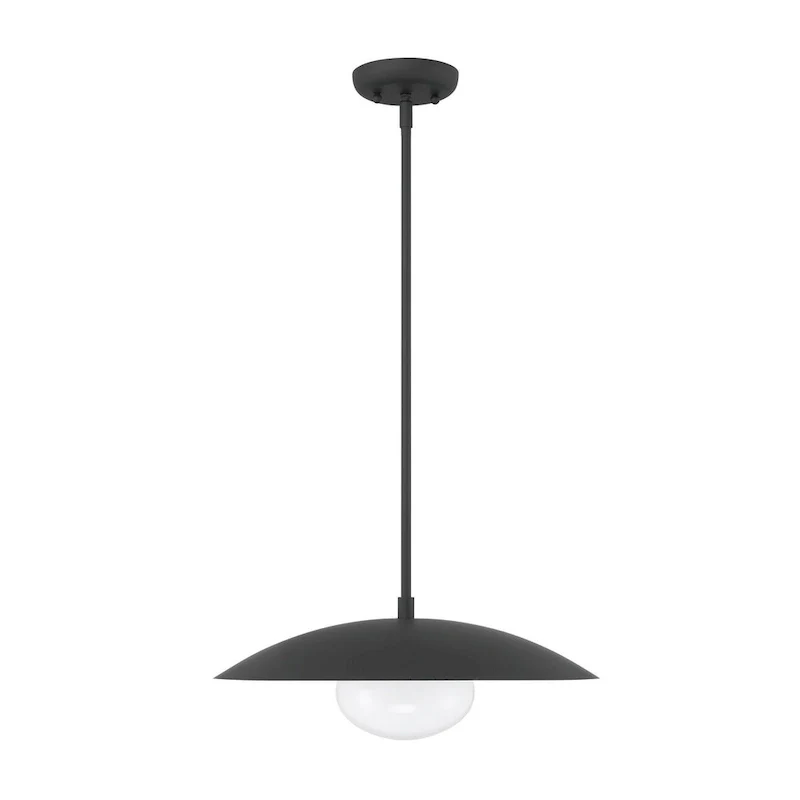 Lumanity Declan Modern Disc Matte Black 18  Pendant Ceiling Light - 18  D x 18  W x 6.5  H