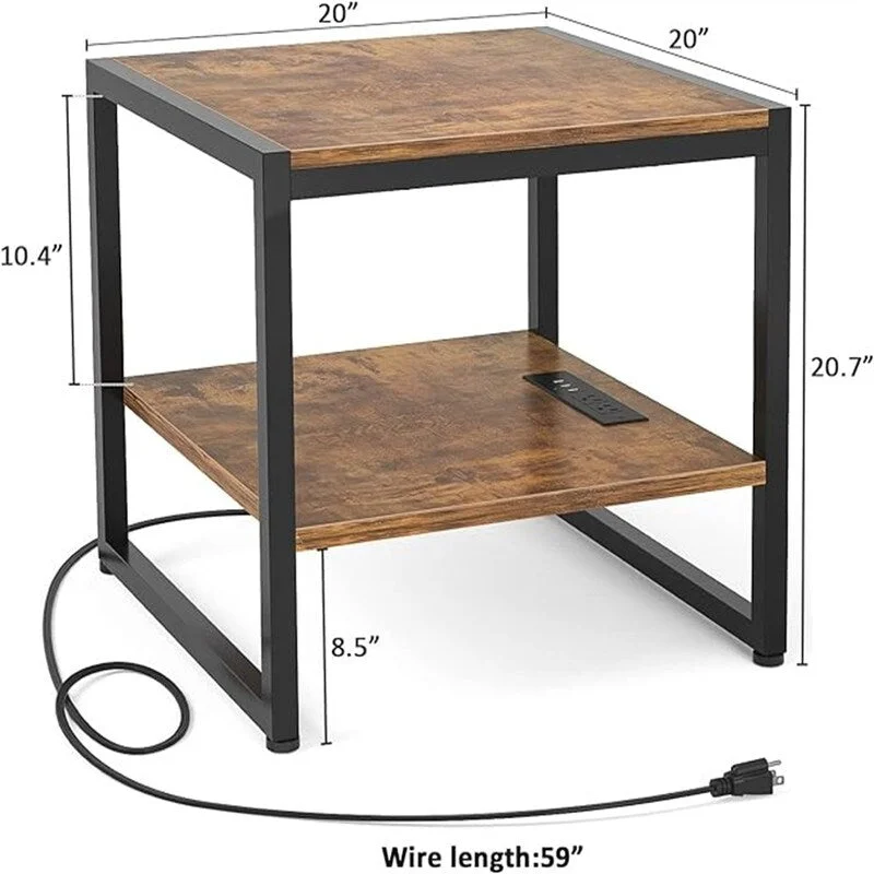 End Table with Charging Station - 20D x 20W x 20.7H