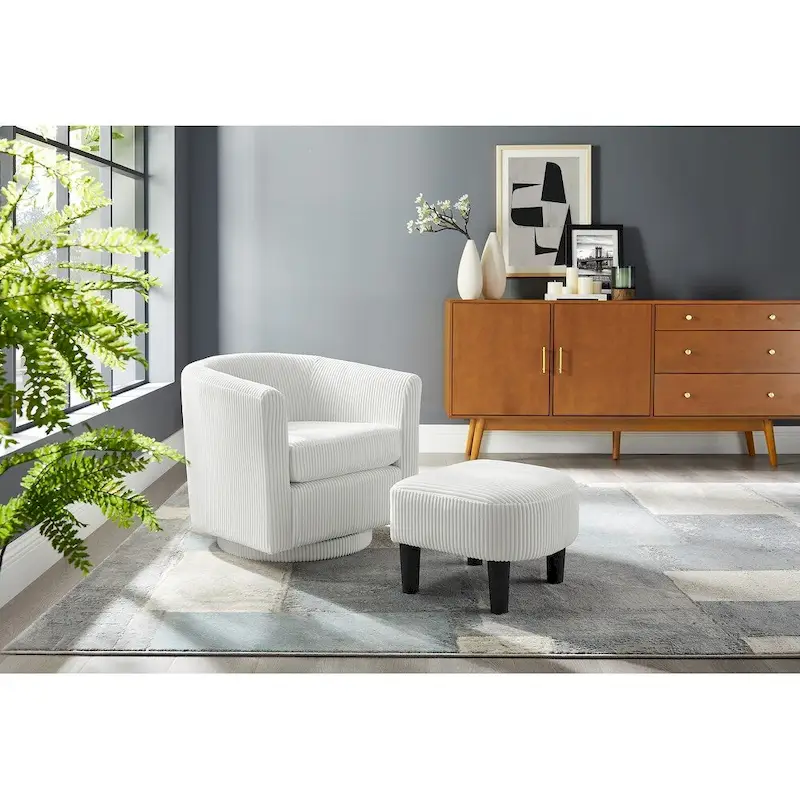 Swivel Accent Single Sofa Chair with Ottoman