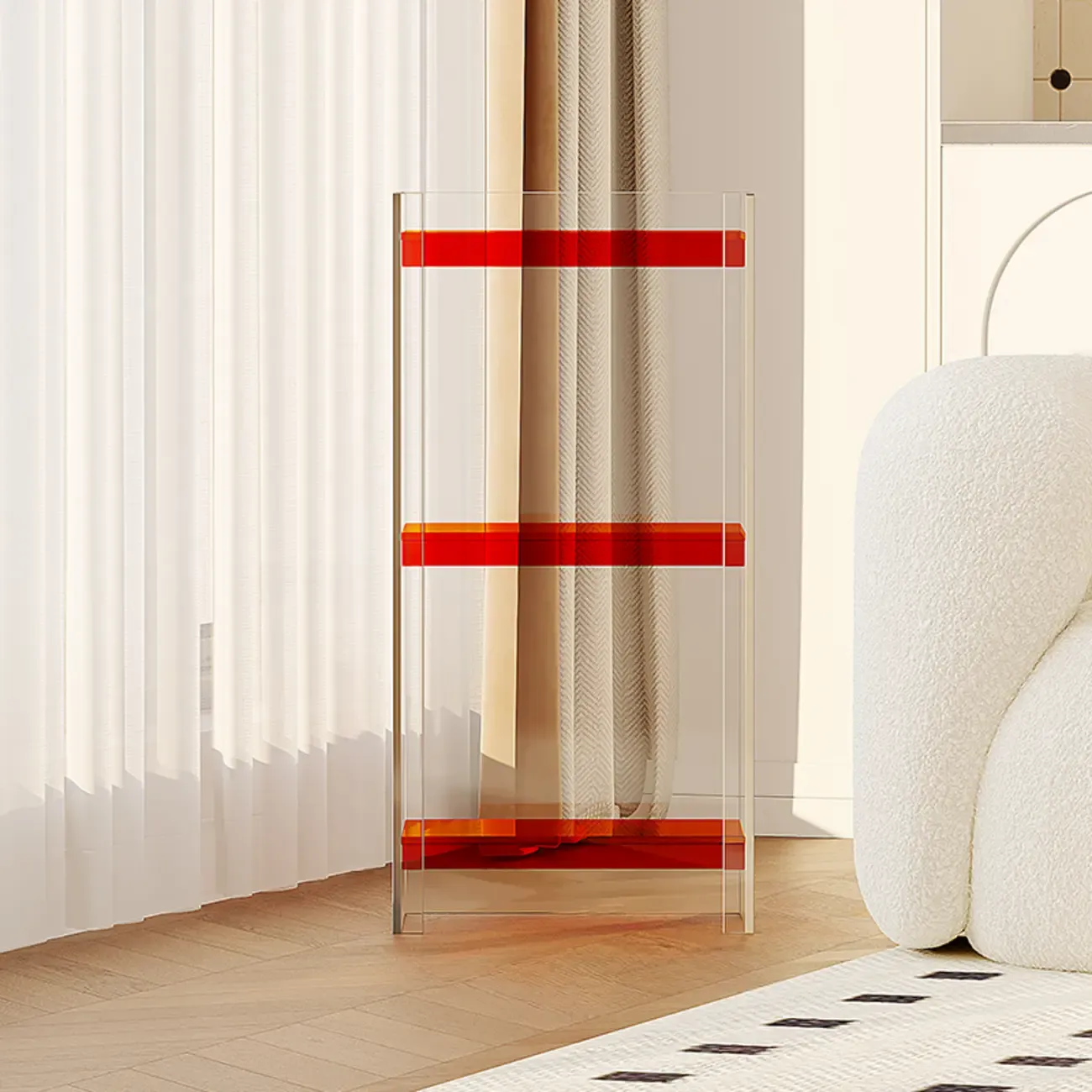 Minimalism Clear Acrylic 4-Tier Vertical Narrow Bookcase