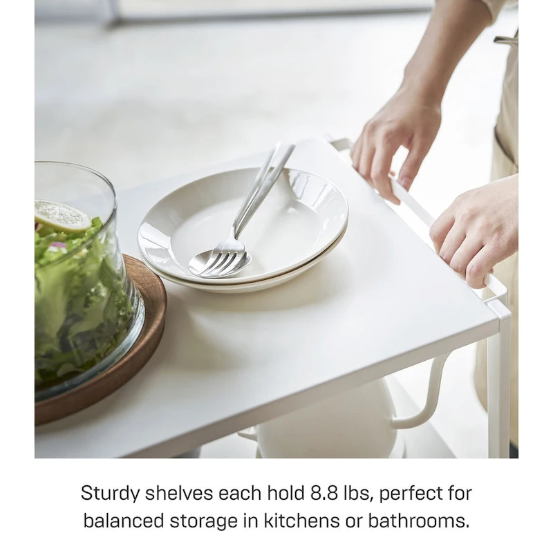 Yamazaki Home Rolling Utility Cart, Steel, Wheels - L 19.29 x W 14.96 x H 32.09 inches