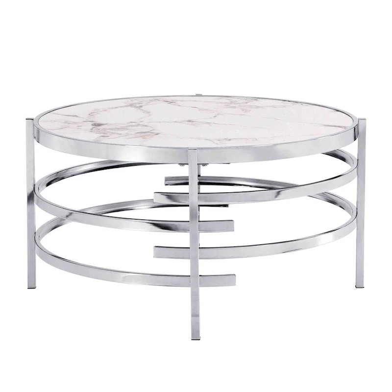 Modern Coffee Table With Sintered Stone Top and Sturdy Metal Frame