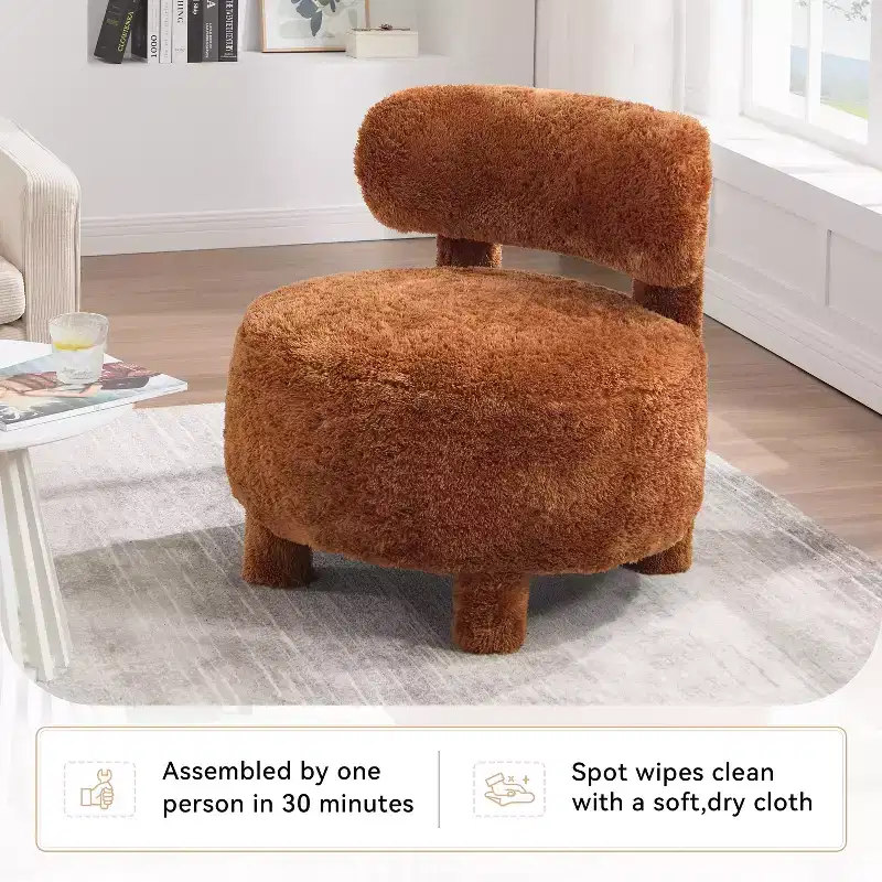 GDFStudio Jesse Modern 28 Upholstered Armless Accent Chair with Curved Backrest