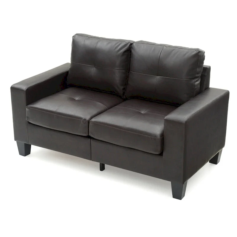 Newbury 58 in. W Flared Arm Faux Leather Straight Sofa - 32L x 58W x 36H