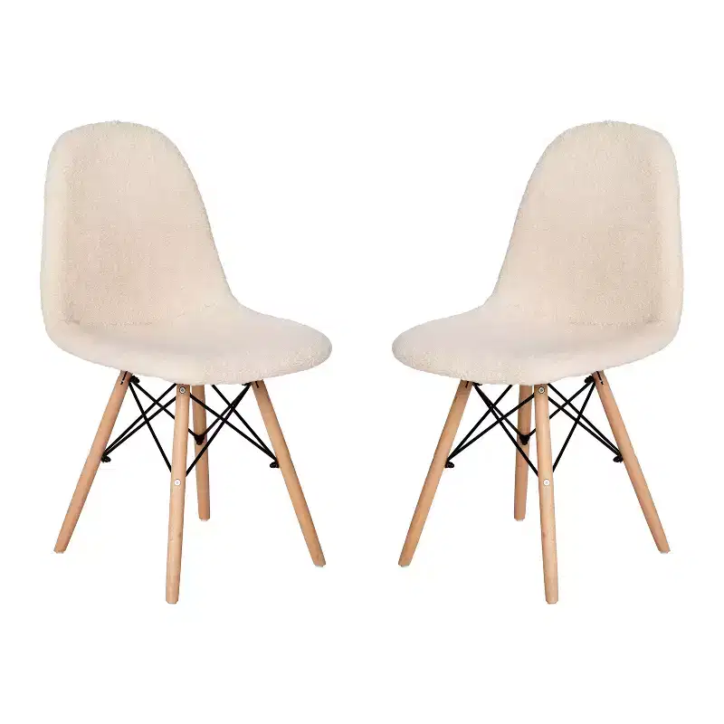 Merrick Lane Set of 2 Lyon Faux Shearling Accent Chairs, Modern Accent Chair For Bedroom, Entryway, and Living Room