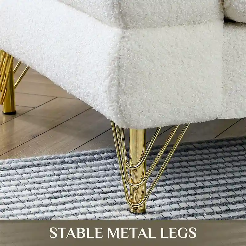 Ouyessir Teddy Fabric Modern Sectional Sofa Sets L-Shape/2/3/4 Seater Sofa Couch with Pillows