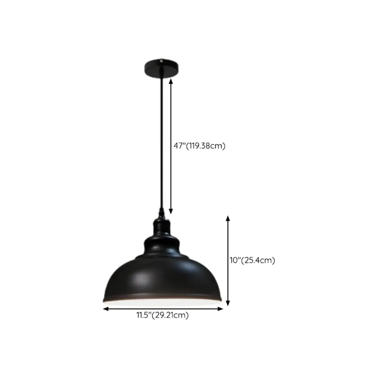 Industrial Adjustable Black Round Pendant light