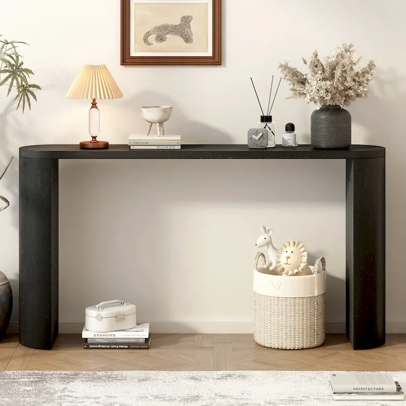 Semi-Cylindrical Leg Console Table – MDF & Rubber Wood, Multi-Color Options