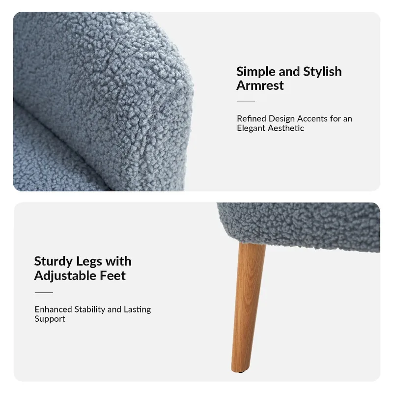 Modern Boucle Armchair with Solid Wood Legs, Set of 2