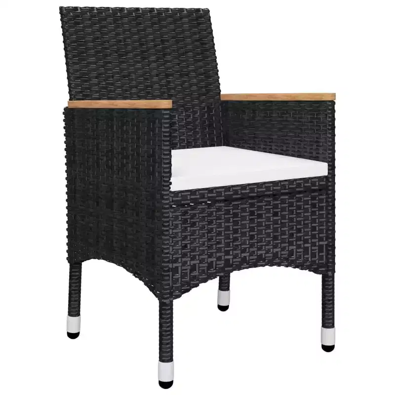 vidaXL Bistro Set Patio Table and Chair Set Poly Rattan and Tempered Glass