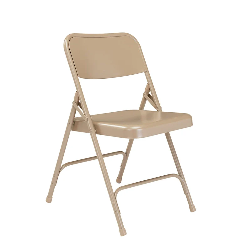 High-Back All-Steel Folding Chair – Beige / Grey / Brown / Blue / Black, Set of 4