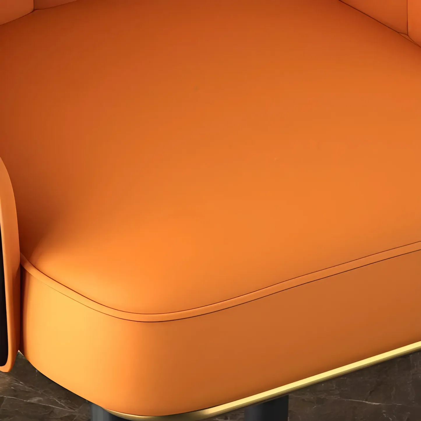 Art Deco Leather Bucket Cushioned Bar Stool