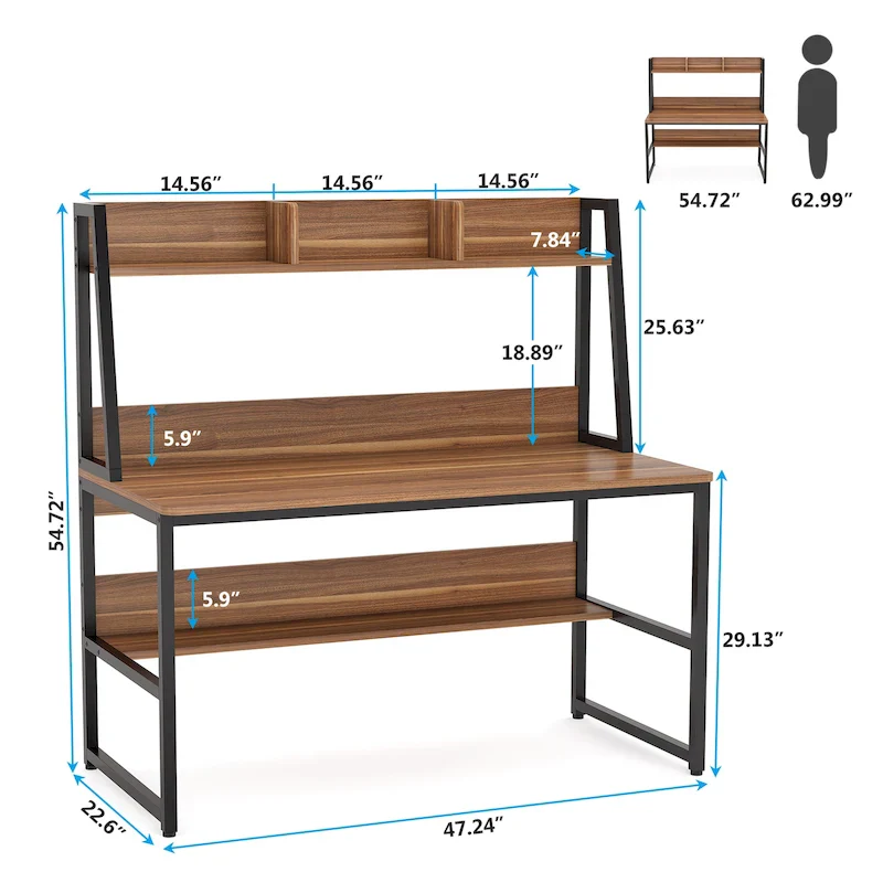 Computer Desk with Hutch and Bookshelf,Home Office Desk,Study Writing Table