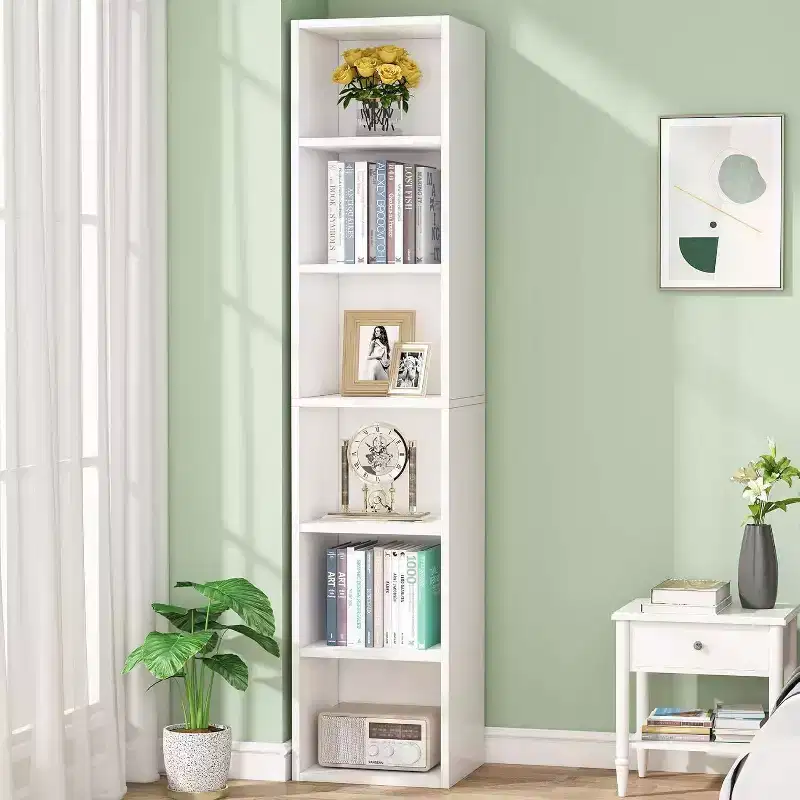 LITTLE TREE 70.9" 6 Tier Narrow Bookshelf White