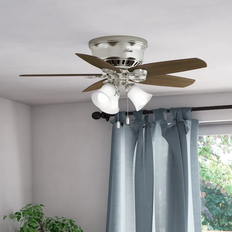 Hunter 42  Builder Low Profile Ceiling Fan with 3-Light LED Light Kit and Pull Chain