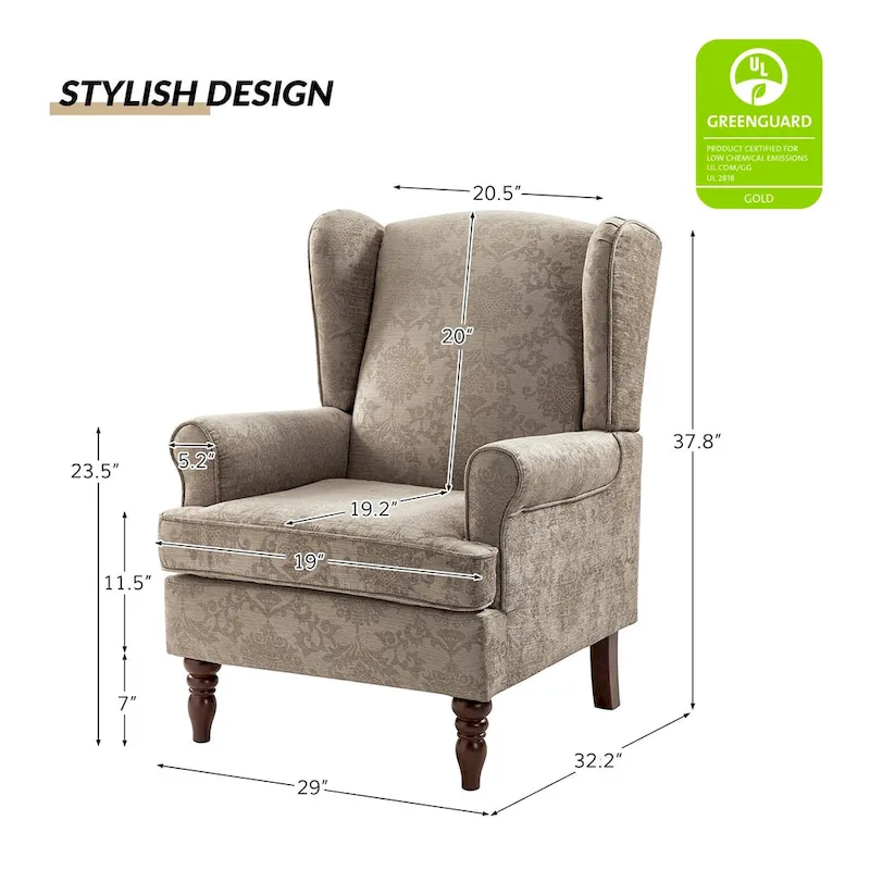 Epimethis Traditional Fabric Accent Armchair with Turned Legs Set of 2 by HULALA HOME